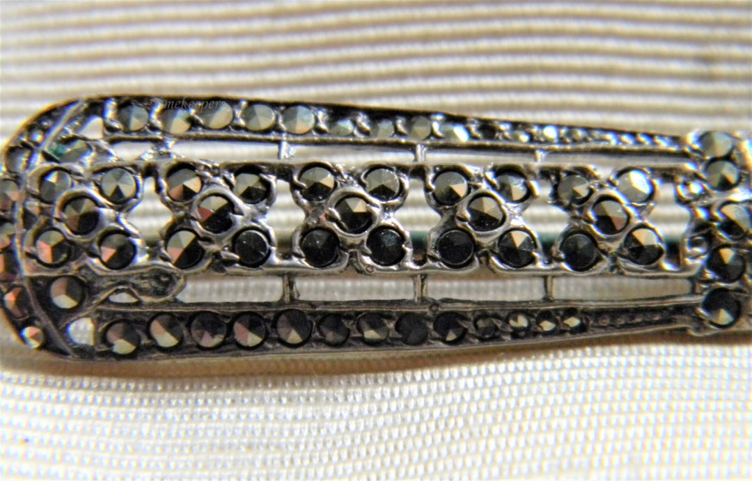 H855 Gorgeous Sterling Silver Brooch/ Pin with Marcasite