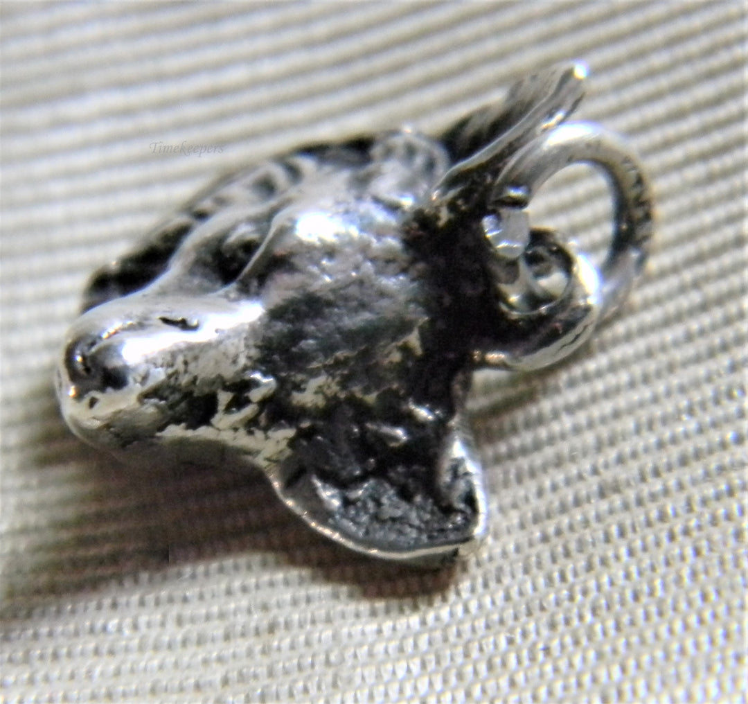 h867 Cute Vintage Sterling Silver Wolf or Dog Head Charm or Pendant
