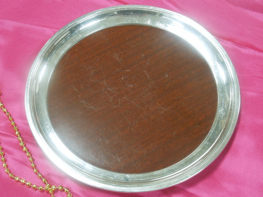 q542 Formica Brand for Crescent, 12" Serving / Bar Tray, Silverplate Rim