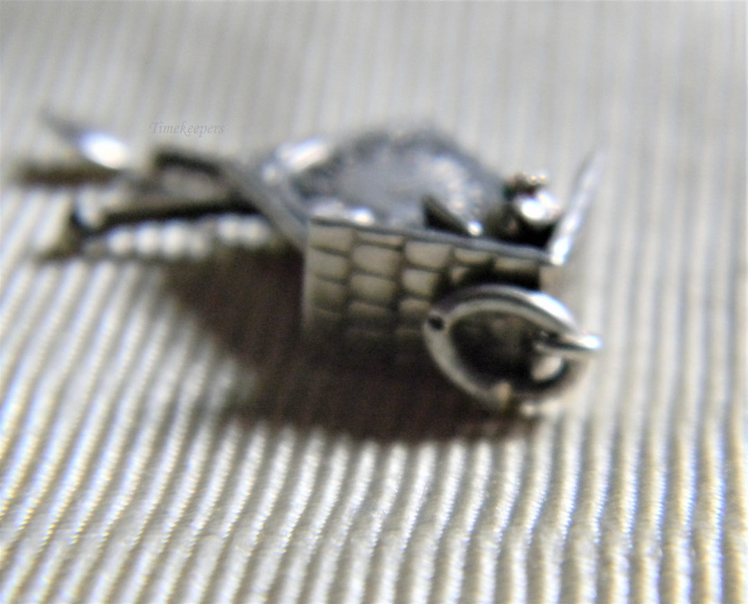 h874 Cute Vintage Sterling Silver Cuckoo Charm or Pendant with Pendulum
