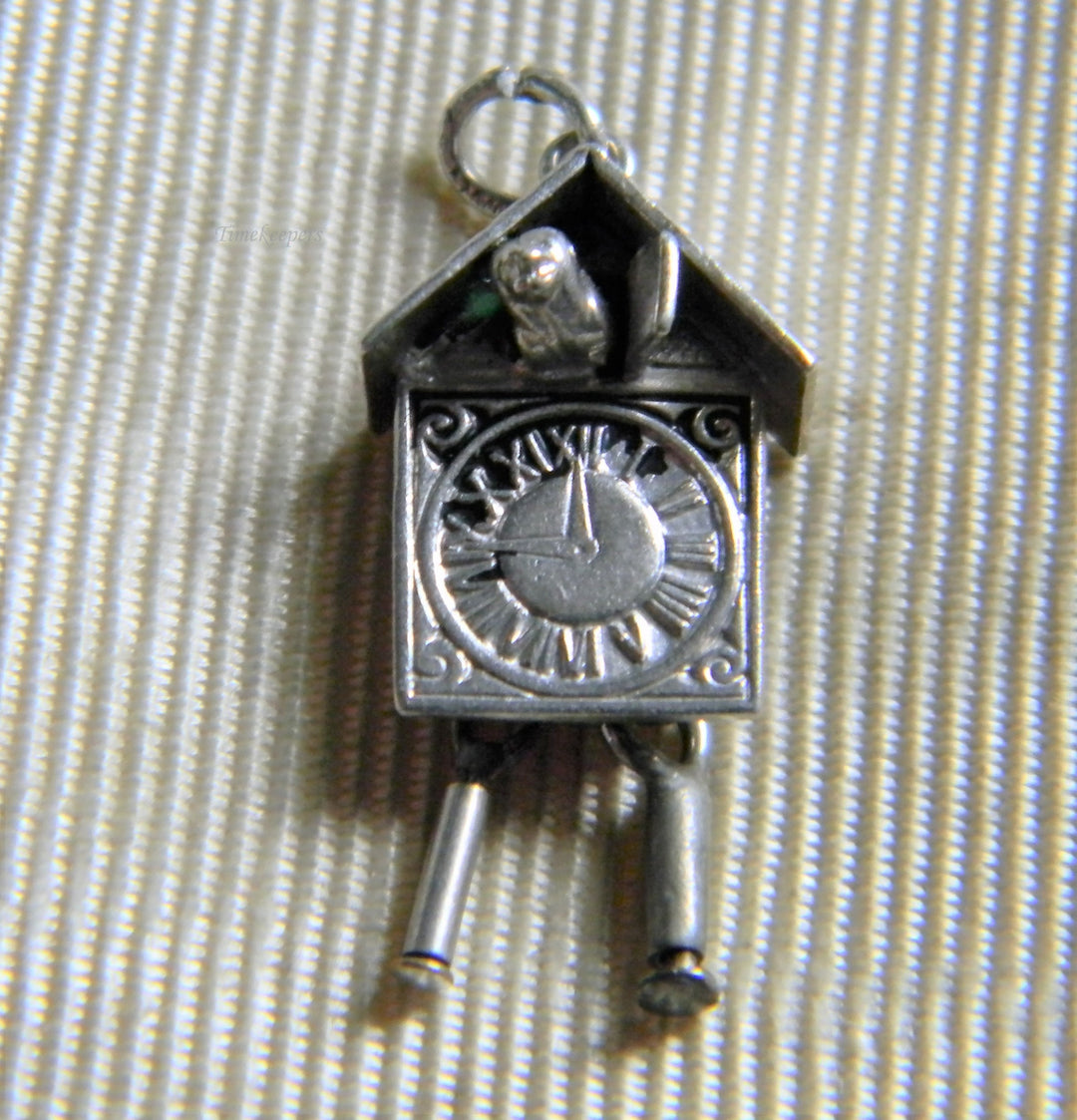 h875 Cute Vintage Sterling Silver Cuckoo Charm or Pendant with Weights