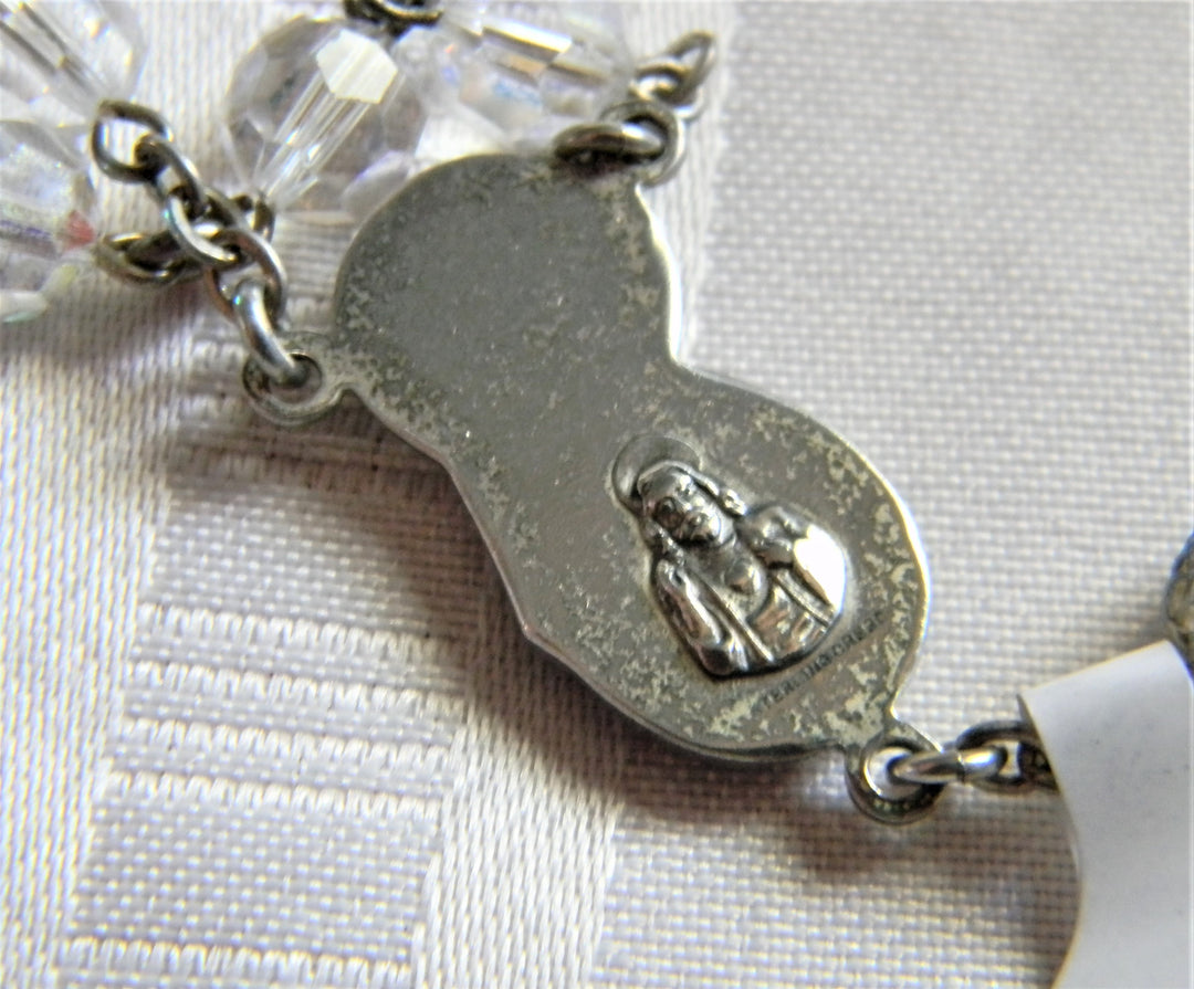h880 Beautiful Vintage Rosary with Faceted Crystal Beads Sterling Accessories
