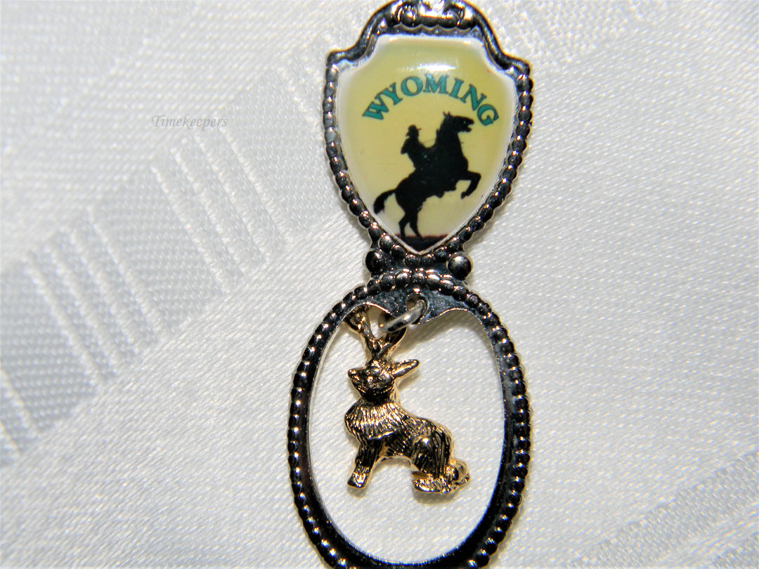 j674 Nice Preowned Stainless Steel Collector Charm Spoon from Wyoming