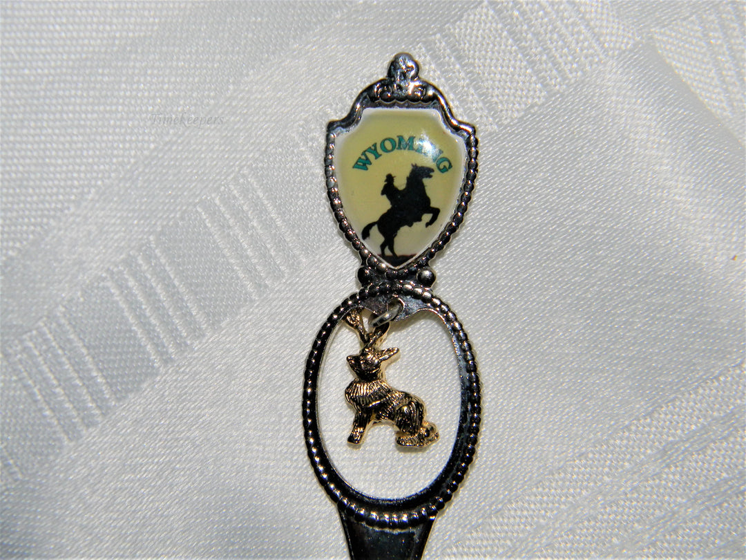 j674 Nice Preowned Stainless Steel Collector Charm Spoon from Wyoming