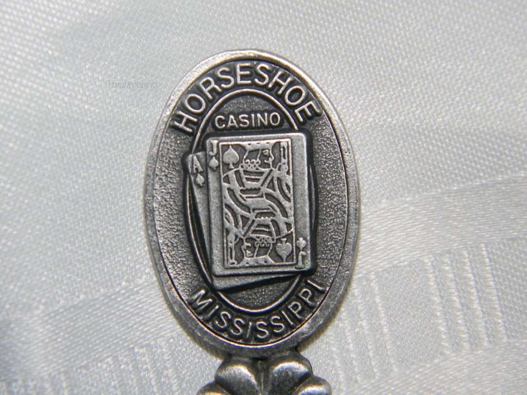 j676 Nice Preowned Pewter Collector Spoon Horseshoe Casino Mississippi