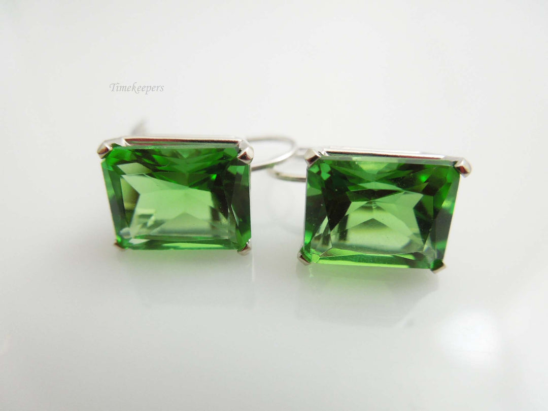 g490 Beautiful 14kt White Gold Lab Created Tsavorite Dangle Earrings