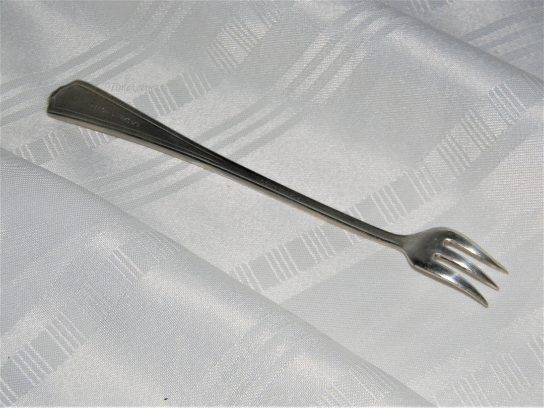 j678 Vintage Meriden Silver Plated Souvenir Cocktail Fork from LaSalle Hotel