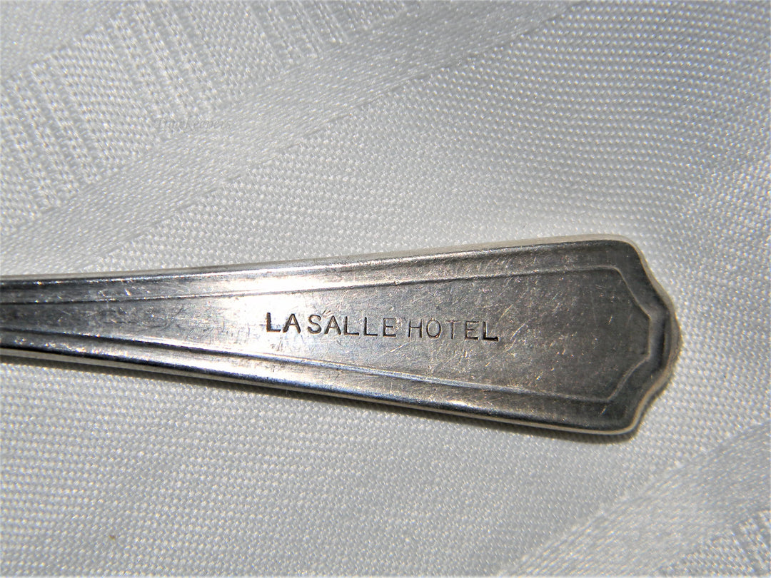 j678 Vintage Meriden Silver Plated Souvenir Cocktail Fork from LaSalle Hotel