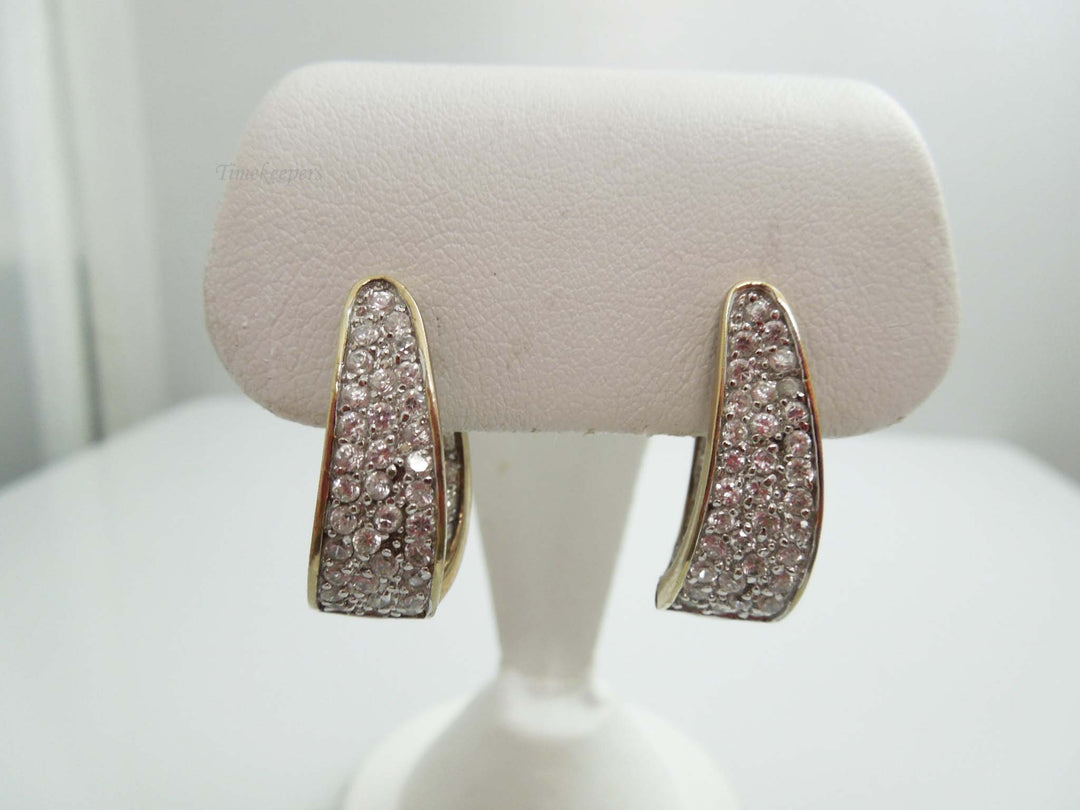 g507 Pretty Gold Tone over Sterling Silver and Cubic Zirconia Dangle Earrings