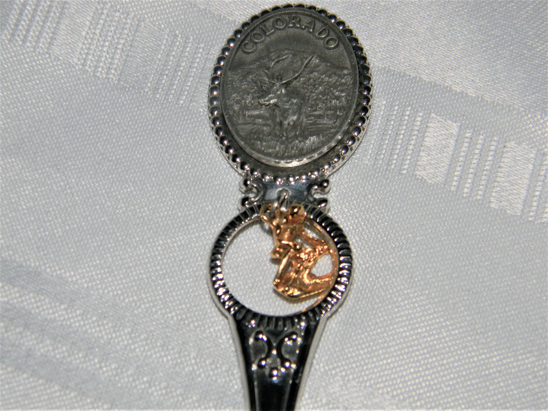 j683 Nice Preowned Stainless Steel Collector Charm Spoon from Colorado