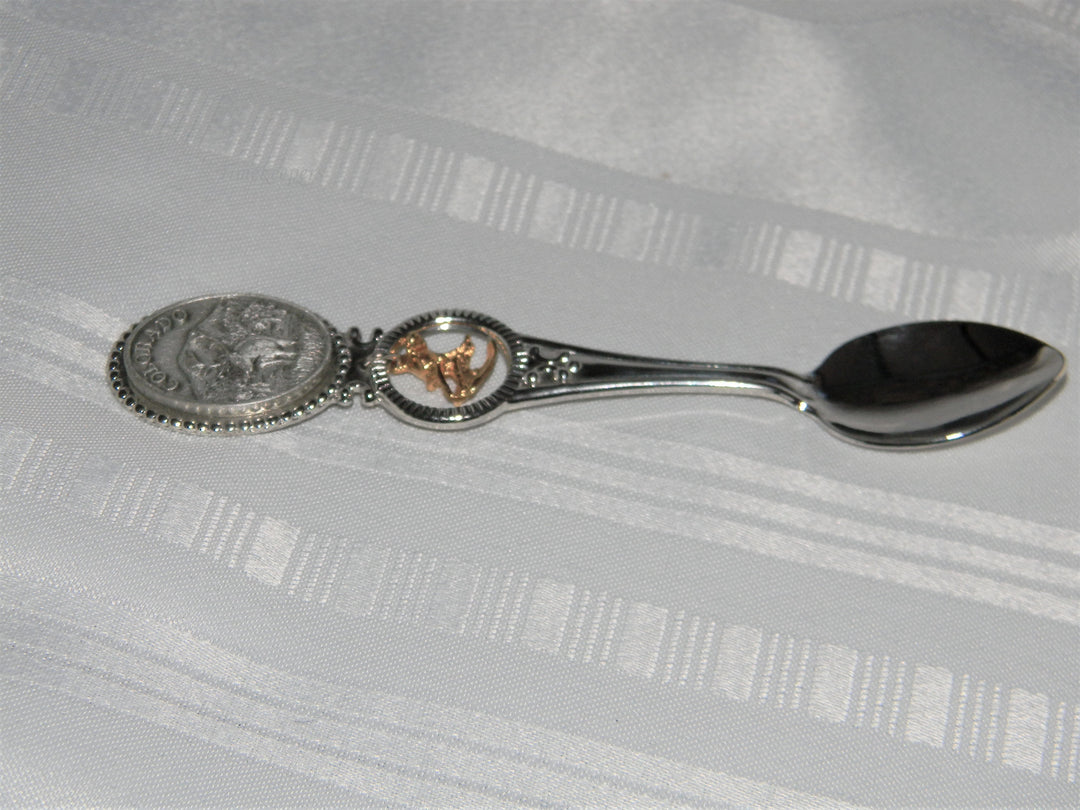 j683 Nice Preowned Stainless Steel Collector Charm Spoon from Colorado