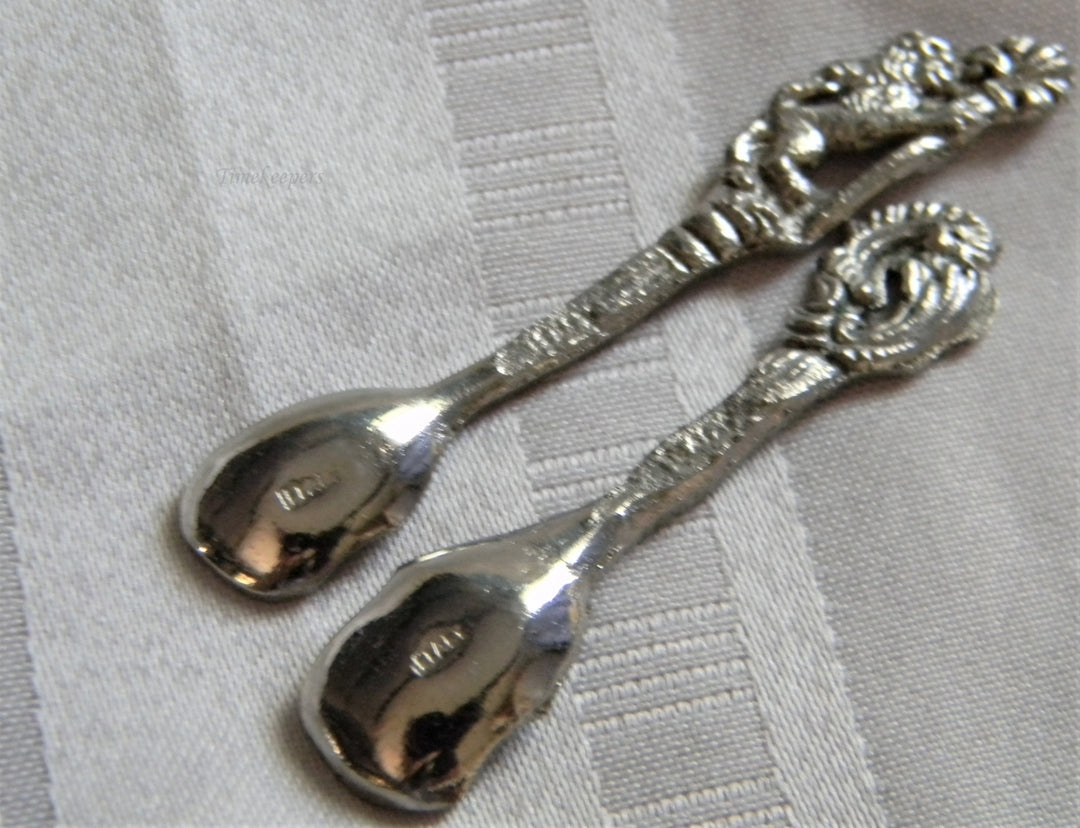 h901 Great Vintage Silver Salt Cellar Spoons or Souvenir Spoons from Italy