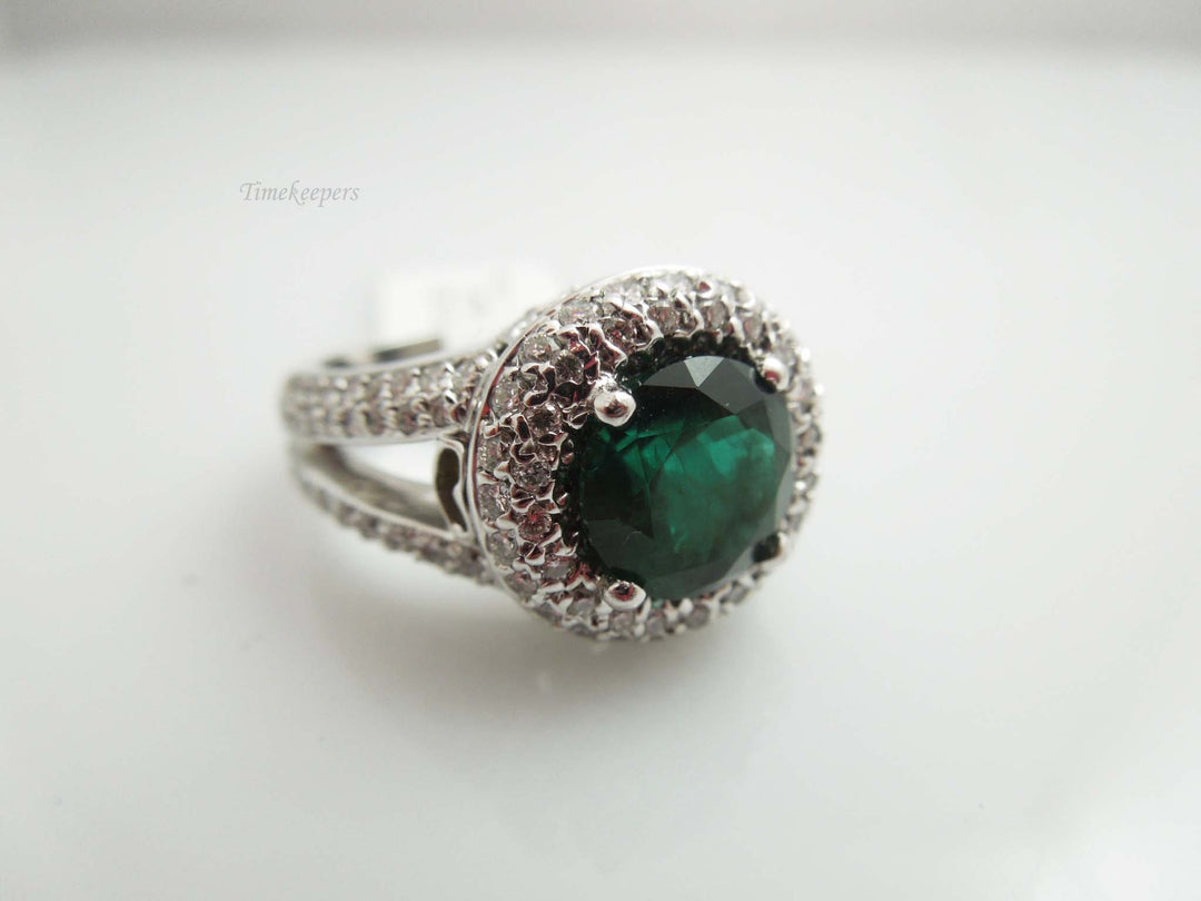 g536 Ladies Stunning 14kt White Gold Diamond and Tsavorite Ring