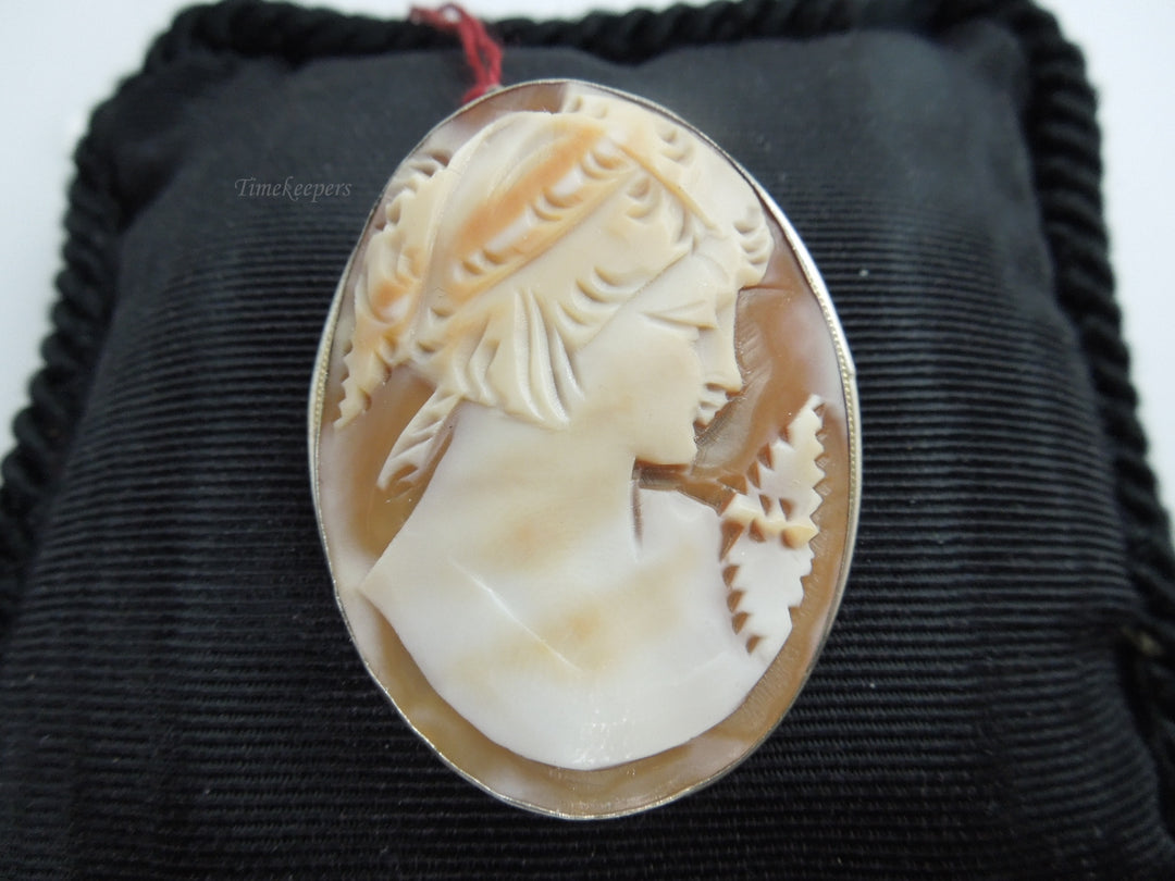 g522 Stunning Sterling Silver Antique Carved Cameo Pin/Pendant