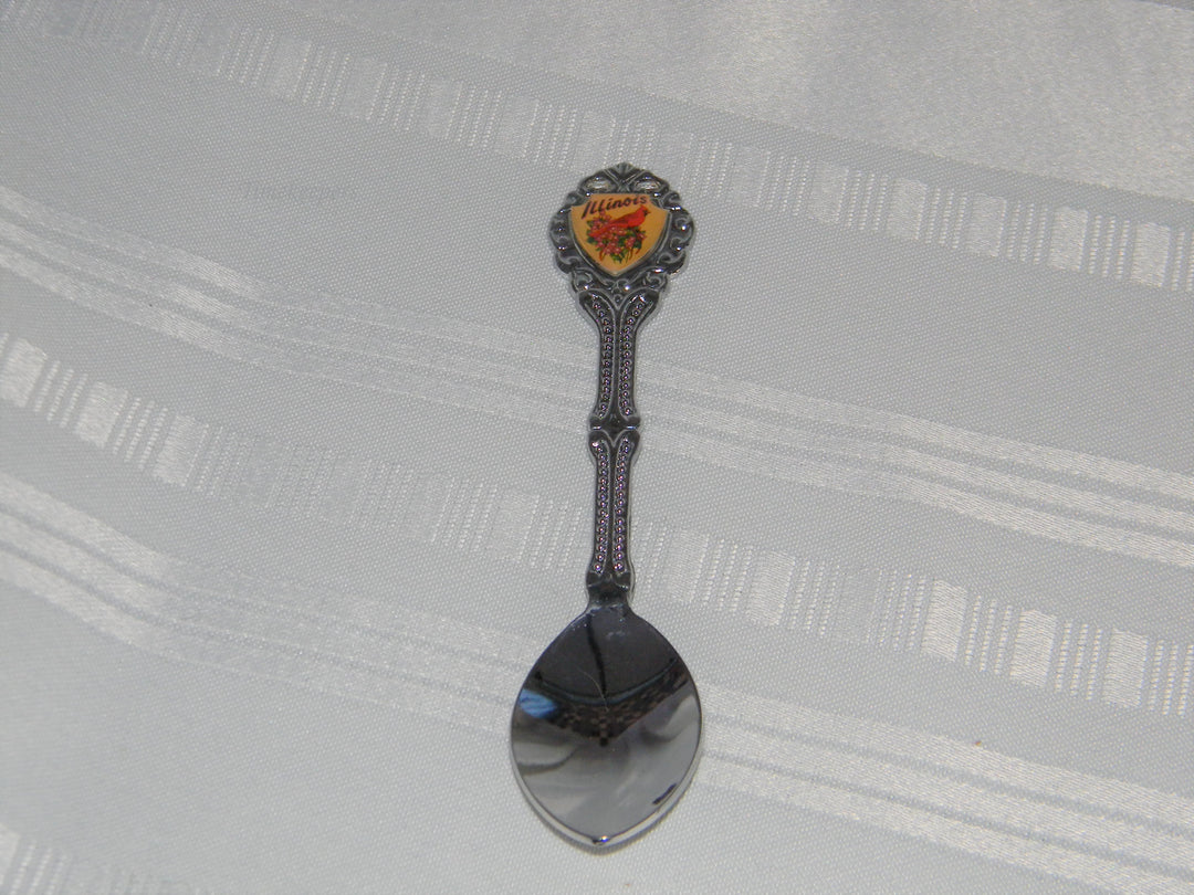 j692 Preowned Stainless Steel Collector Spoon from Illinois with Cardinal