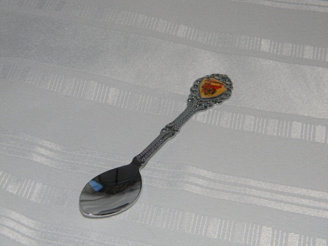 j692 Preowned Stainless Steel Collector Spoon from Illinois with Cardinal
