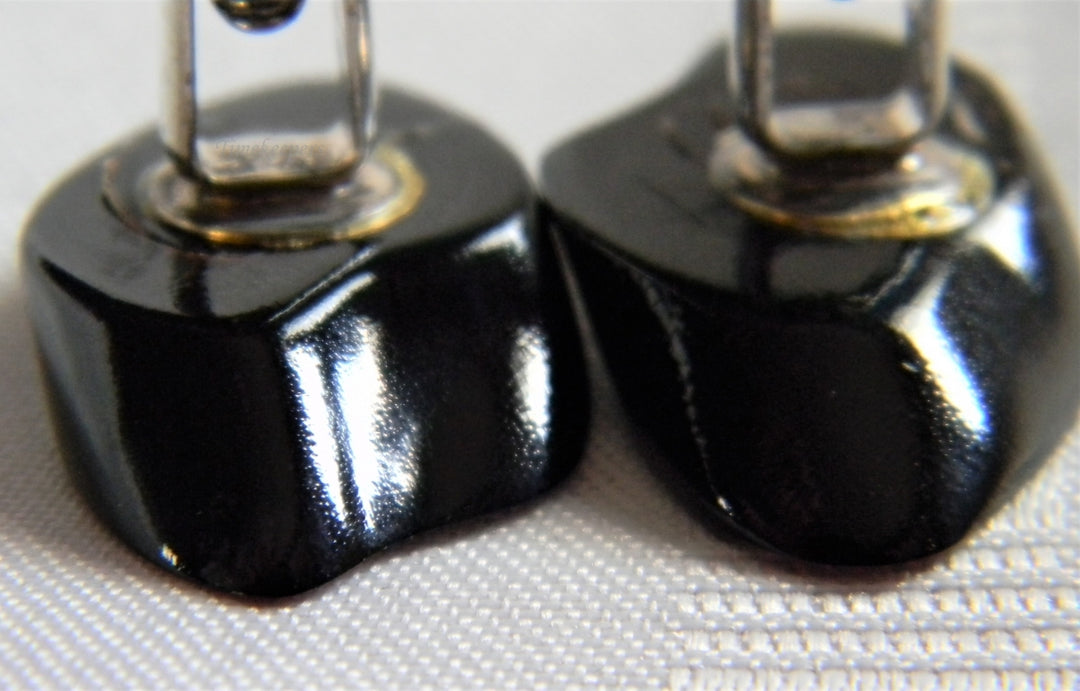 h916 Vintage Handsome Men's Wood Slice and Sterling Silver Cuff Links