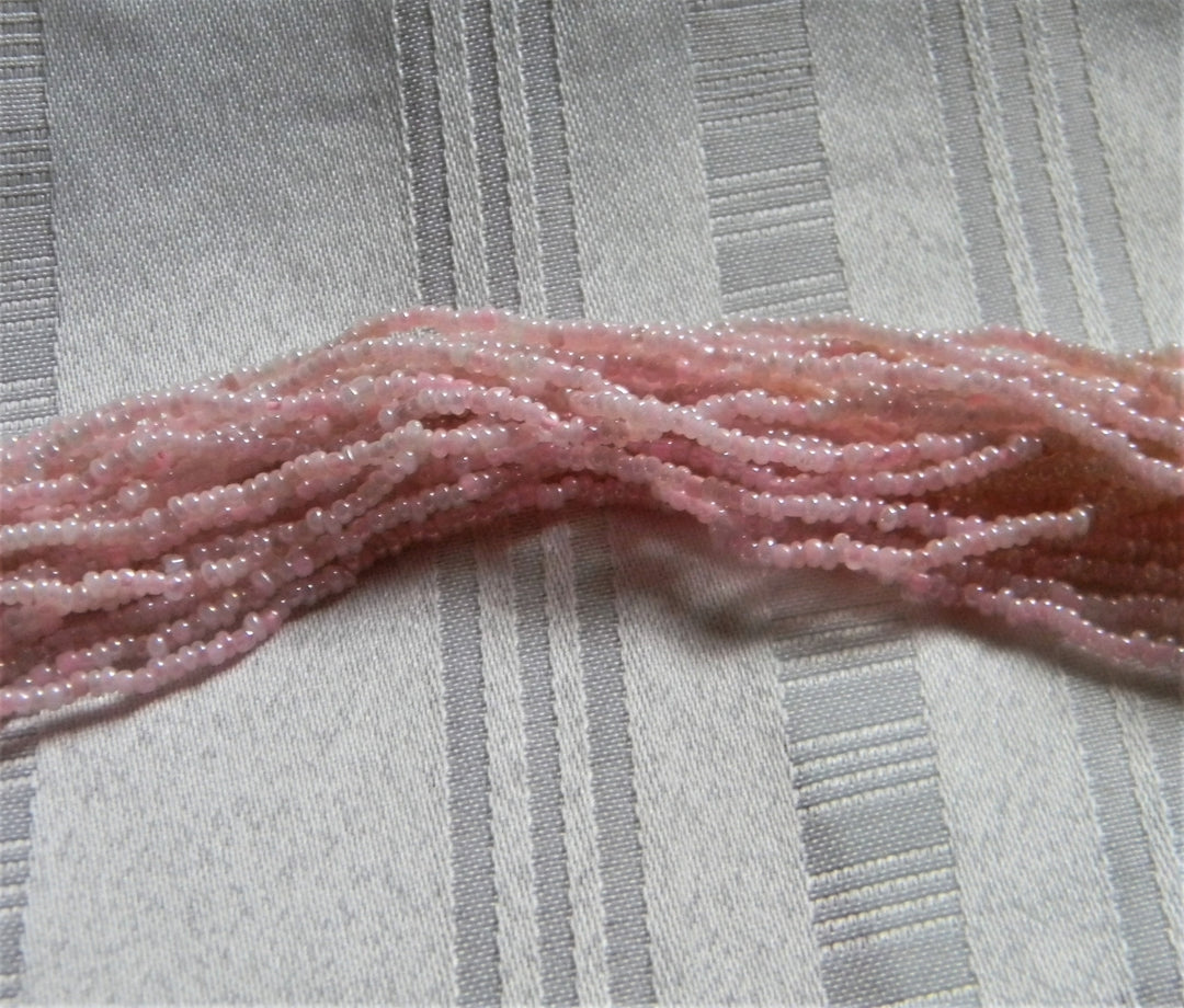 h924 Beautiful Retro Multi Strand Pink Beaded Necklace with Silver Tone Findings