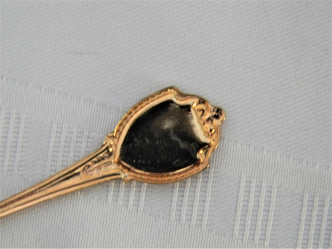 j698 Nice Preowned Souvenir Mini Spoon in Gold Wash from Kansas City, MO