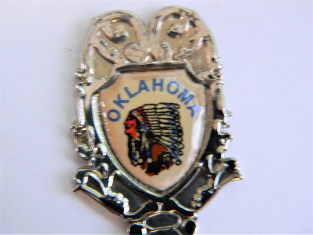 j699 Nice Preowned Souvenir Spoon in Silver Plate from Oklahoma
