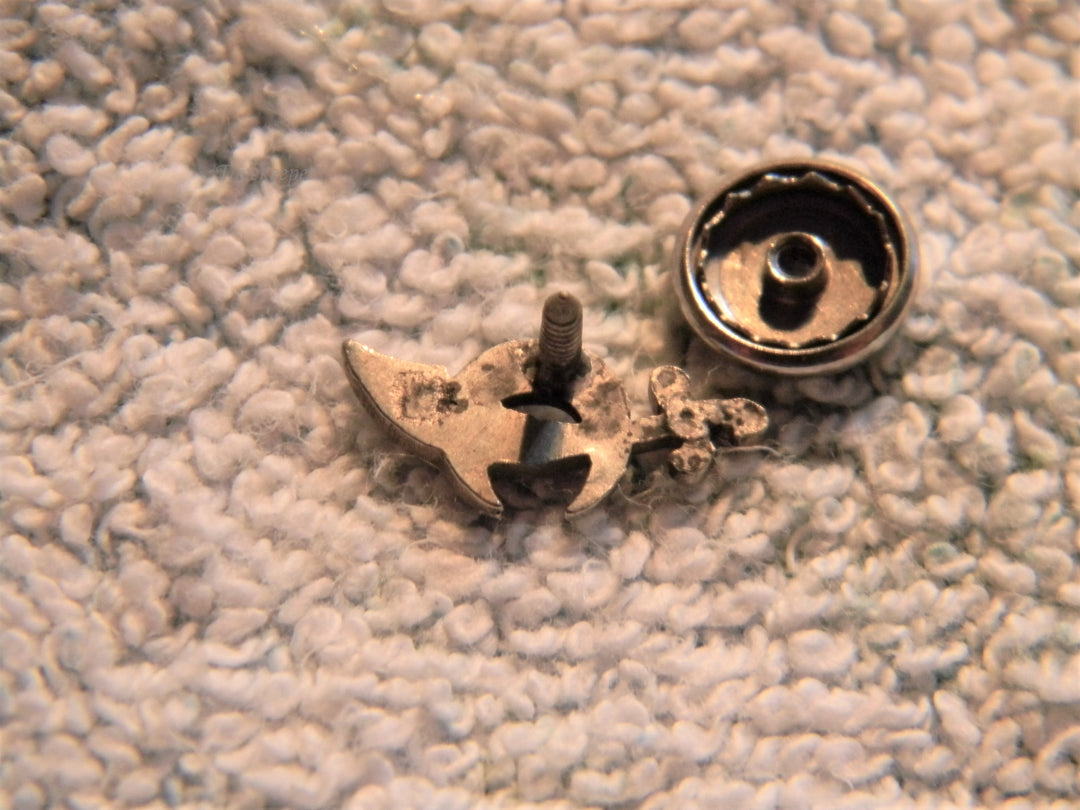 j731 Vintage Silver Tone Crescent Shriners Lapel Hat Pin with White Stones