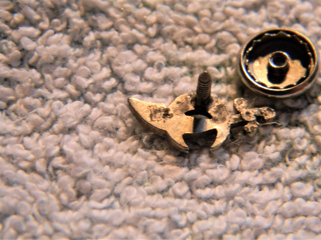 j731 Vintage Silver Tone Crescent Shriners Lapel Hat Pin with White Stones