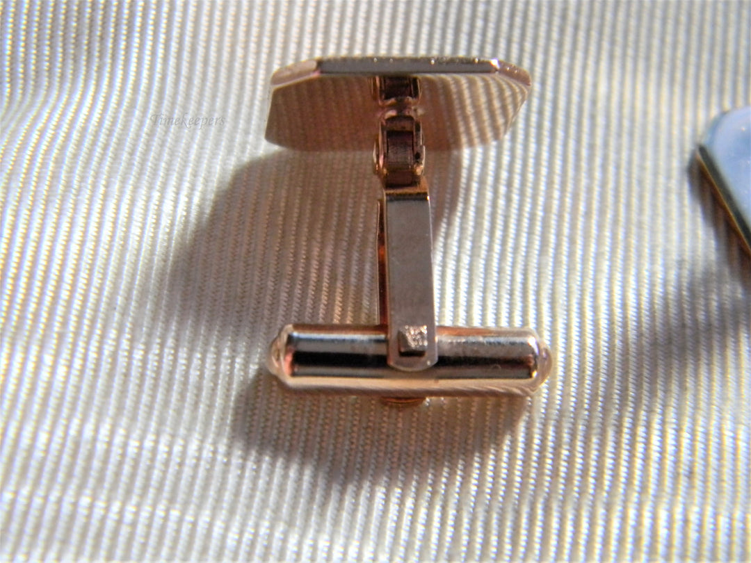 j742 Handsome Vintage Square Striped Cuff Links in Rose Gold Tone