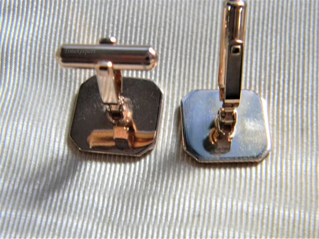 j742 Handsome Vintage Square Striped Cuff Links in Rose Gold Tone