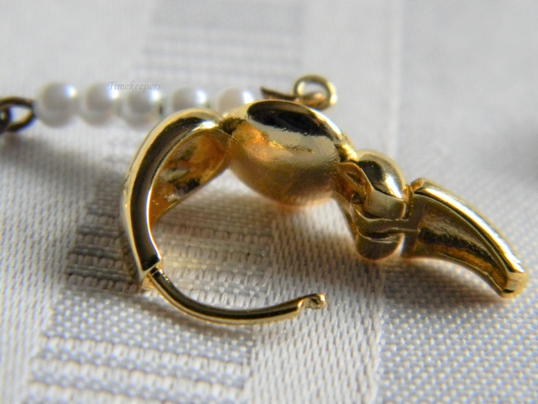 h977 Beautiful Gold Tone Dangle Earrings with Faux Pearls and Crystal Stones