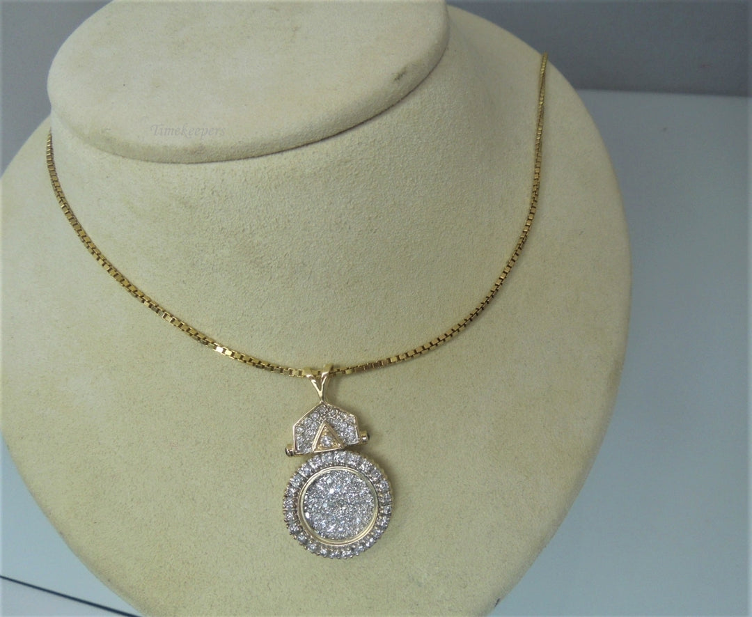 p135 Stunning Ladies Vintage Multi-Diamond Pendant in 14k Yellow Gold Box Chain