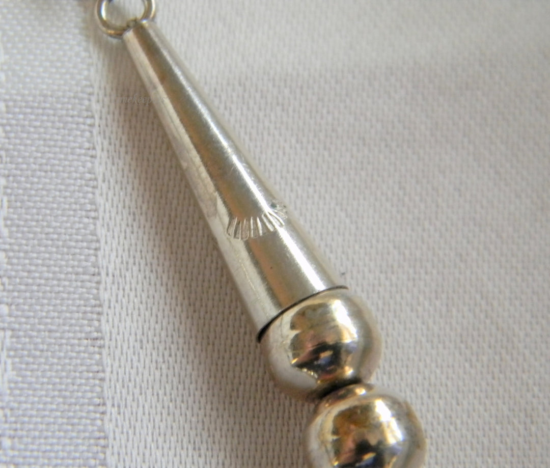 h983 Vintage Turquoise Bead and Sterling Silver Bead Necklace Hook Clasp