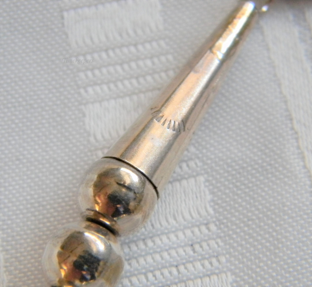 h983 Vintage Turquoise Bead and Sterling Silver Bead Necklace Hook Clasp