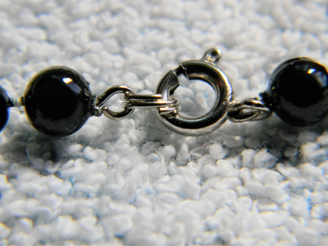 j765 Lovely Black Plastic Bead Single Strand Necklace 30" with Spring Clasp