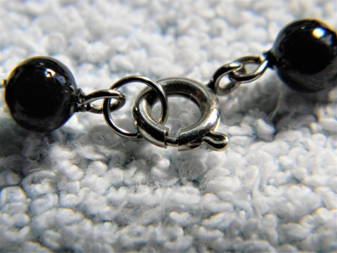 j765 Lovely Black Plastic Bead Single Strand Necklace 30" with Spring Clasp