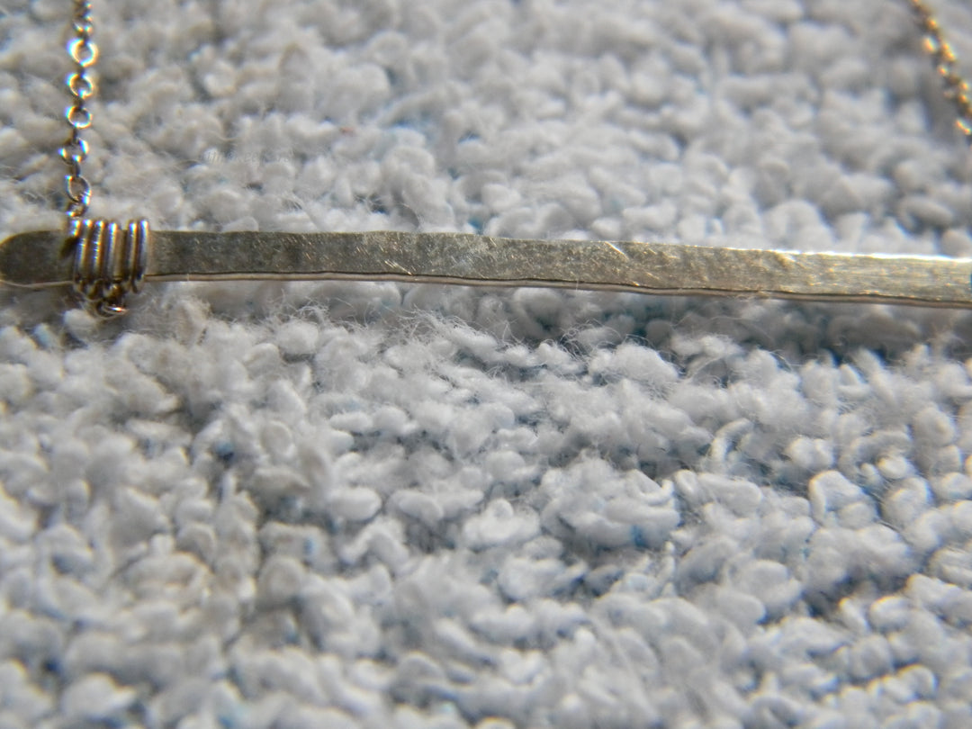j768 Retro Silver tone Hammered Bar Necklace with 2" Extension