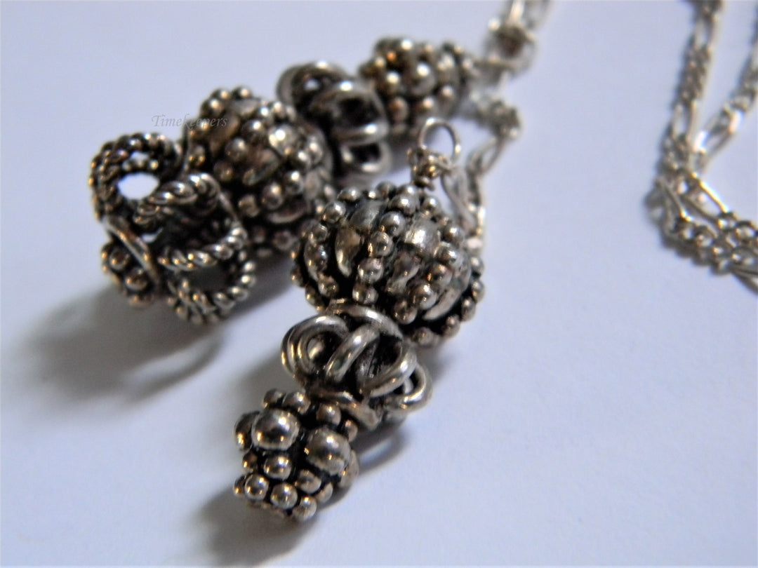 j788 Unique Vintage Sterling Silver Tassel Necklace with Figaro Chain