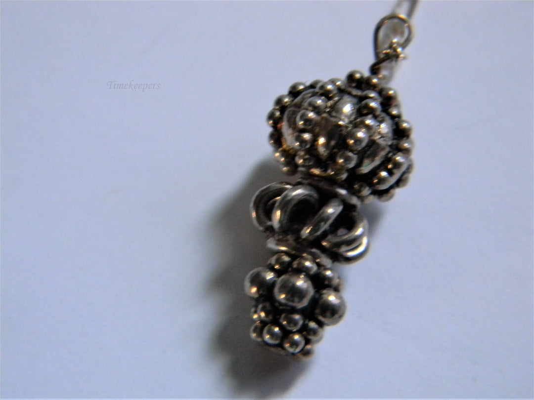 j788 Unique Vintage Sterling Silver Tassel Necklace with Figaro Chain