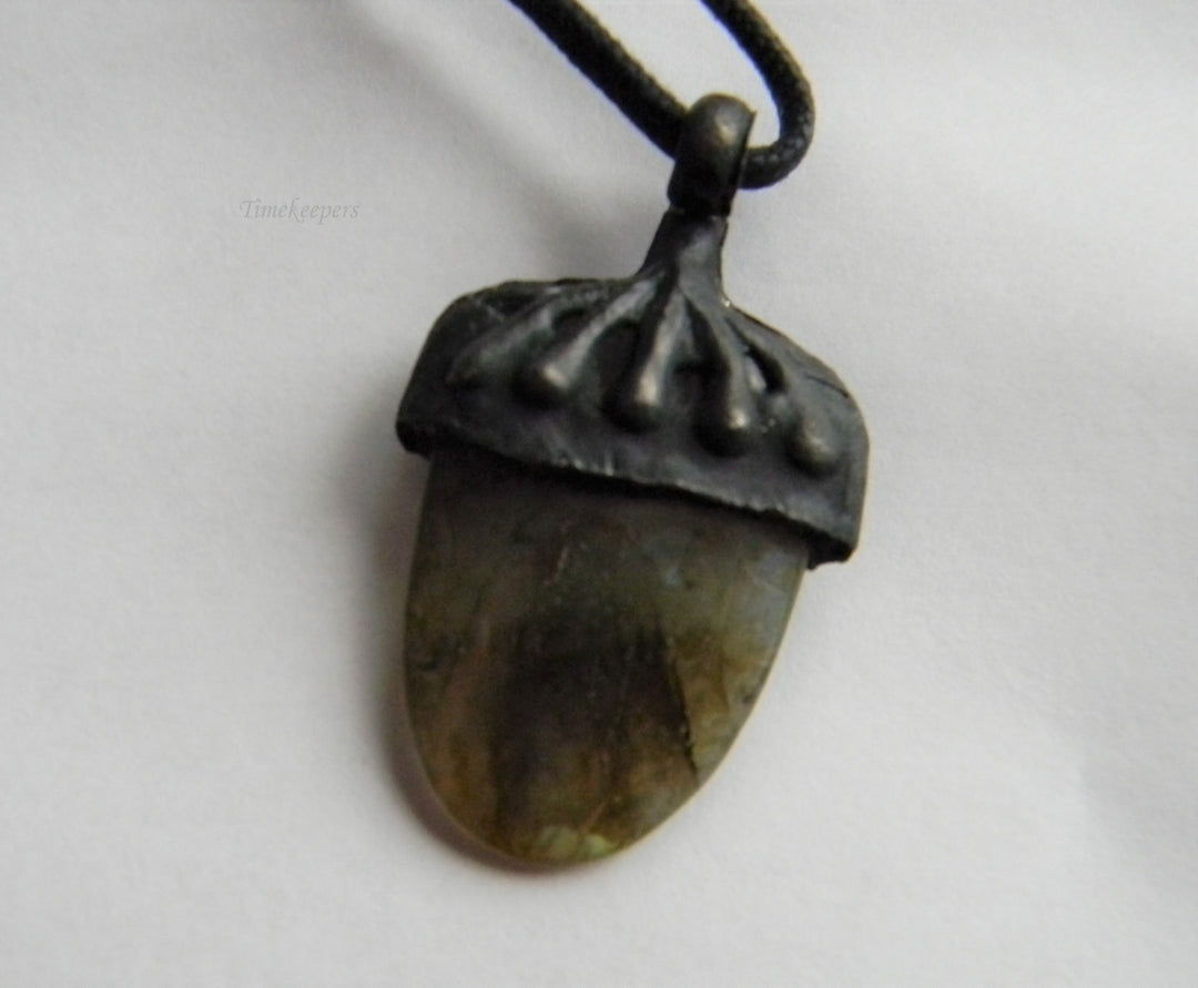 p016 Nice Green Polished Jasper Stone Pendant on Adjustable Black Cord