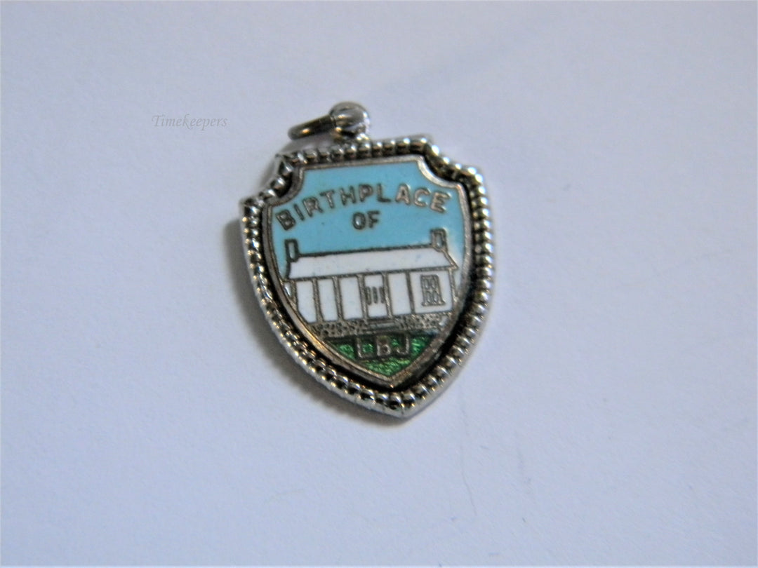 j791 Sterling Silver Charm with Enamel 'Birthplace of LBJ'
