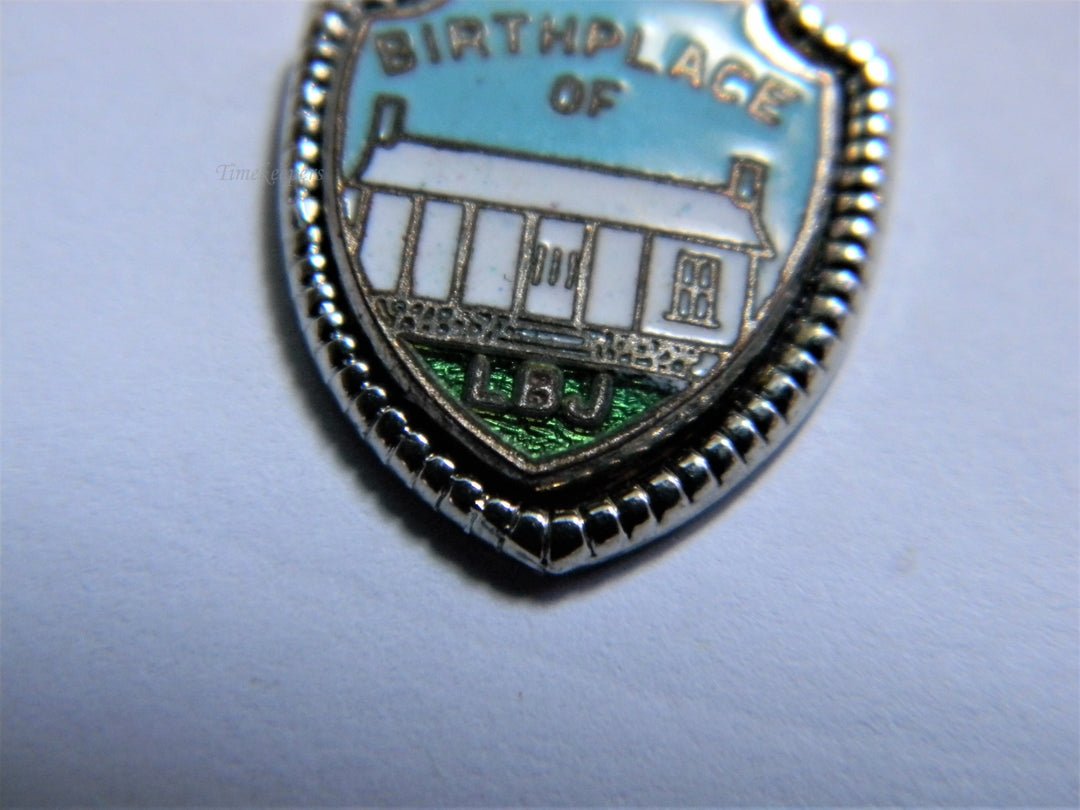 j791 Sterling Silver Charm with Enamel 'Birthplace of LBJ'