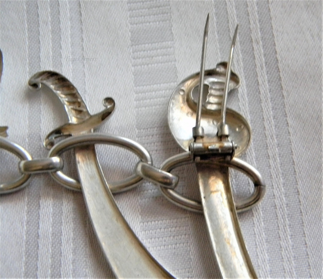 p037 Unique Vintage Sterling (5) Sword Pin, Kilt Shawl, Scarf or Sweater