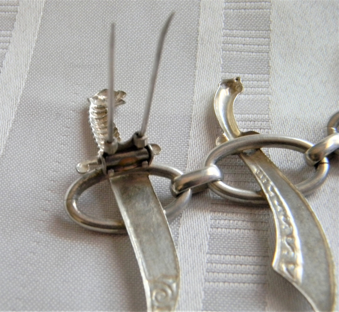 p037 Unique Vintage Sterling (5) Sword Pin, Kilt Shawl, Scarf or Sweater