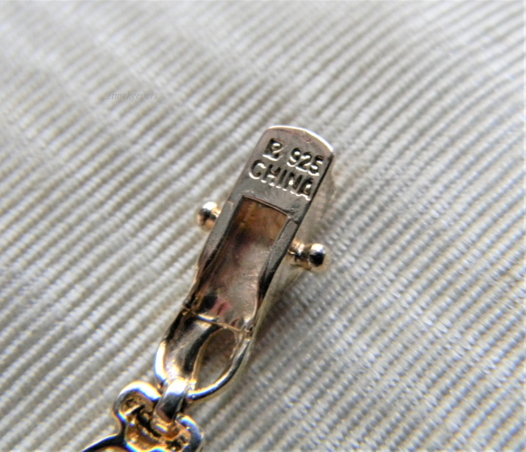 p041 Beautiful Sterling Silver with gold plating Link Bracelet with Peridots