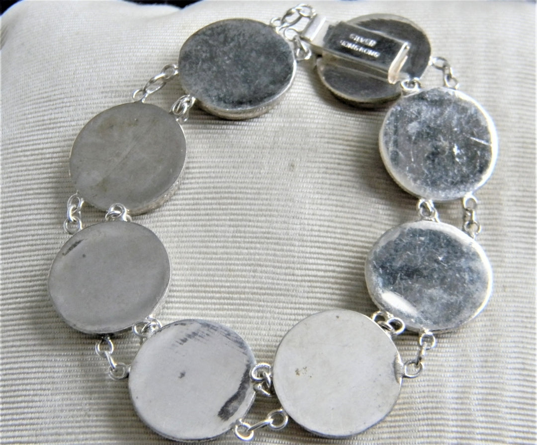 p042 Beautiful Sterling Silver Black Onyx Bracelet with Chinese Characters