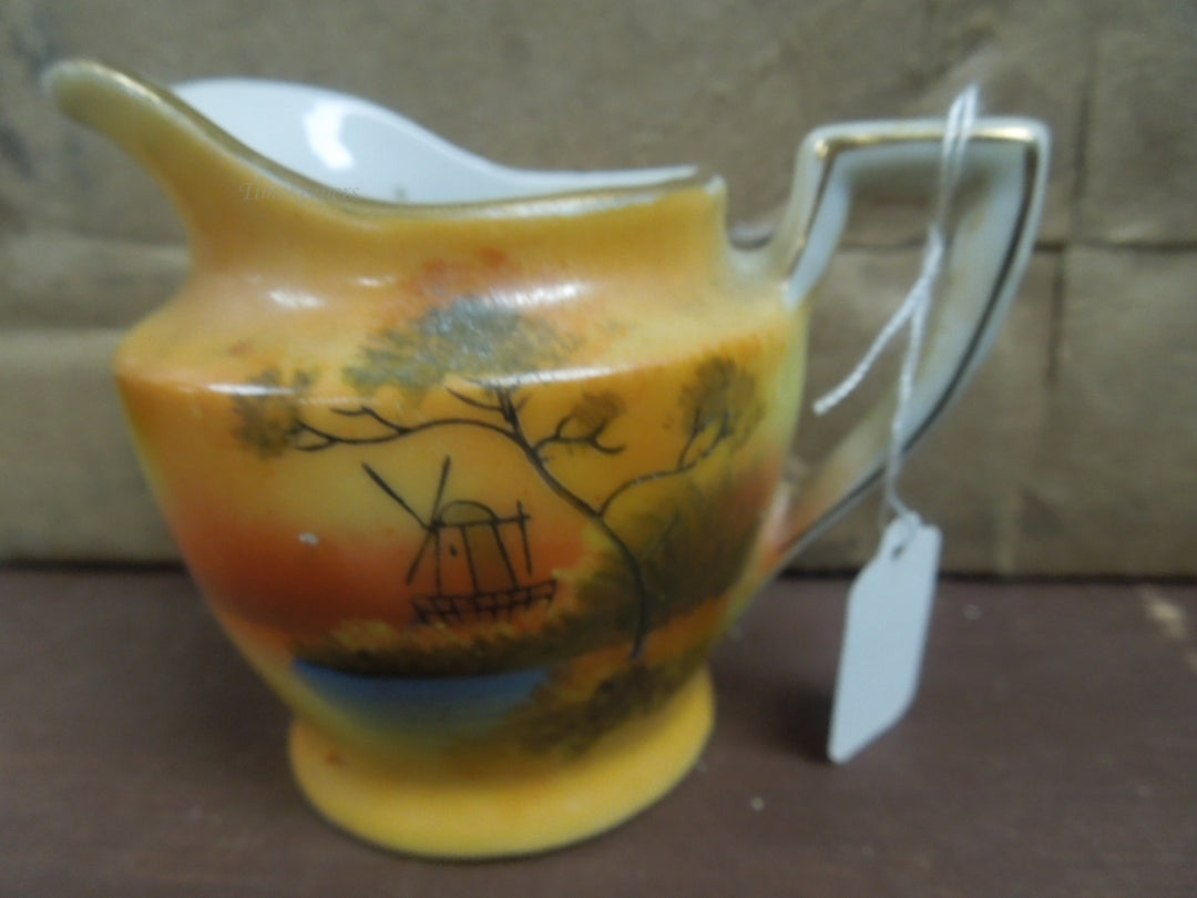 q807 Handpainted Made in Japan Farmhouse Scenic Cup Small Pitcher