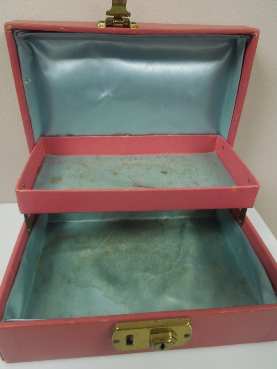 q811 Vintage Jewelry Box Upholstery Cloth Vanity Box Trinket Box