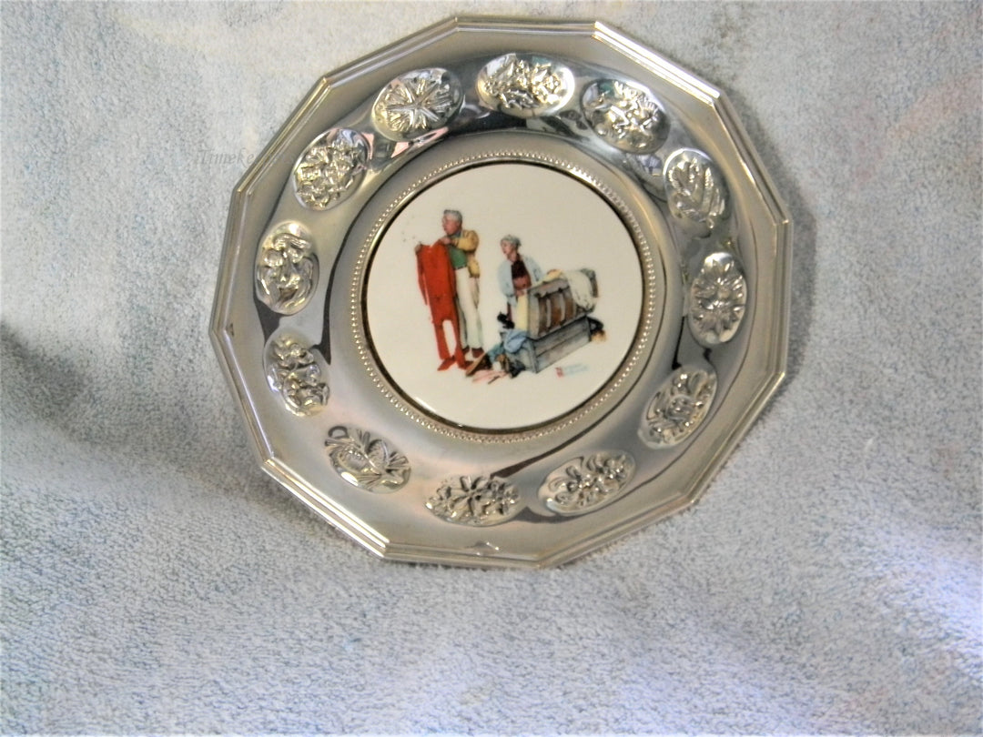 j827 1980 Gorham Limited Edition Norman Rockwell Ceramic and Silver Plate