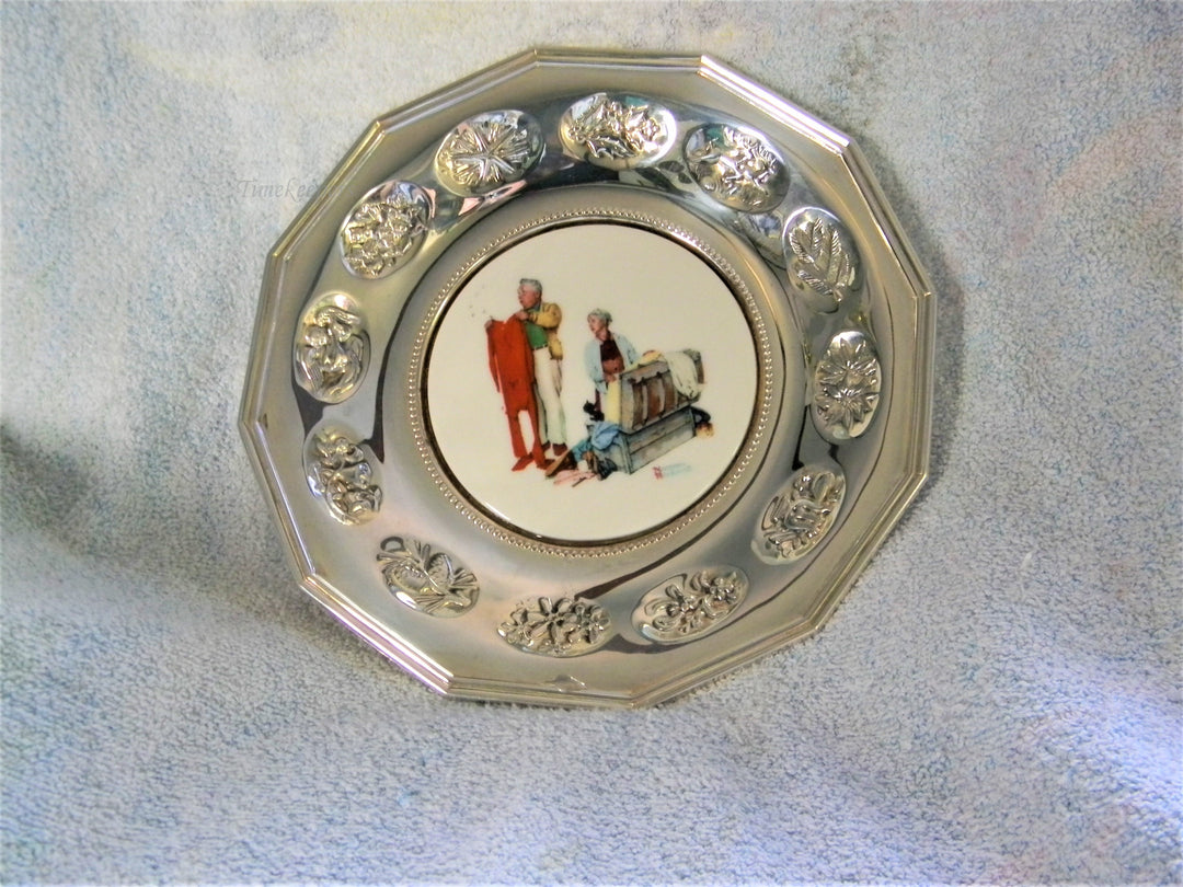 j827 1980 Gorham Limited Edition Norman Rockwell Ceramic and Silver Plate