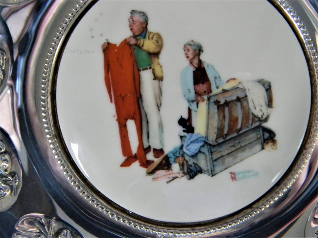 j827 1980 Gorham Limited Edition Norman Rockwell Ceramic and Silver Plate