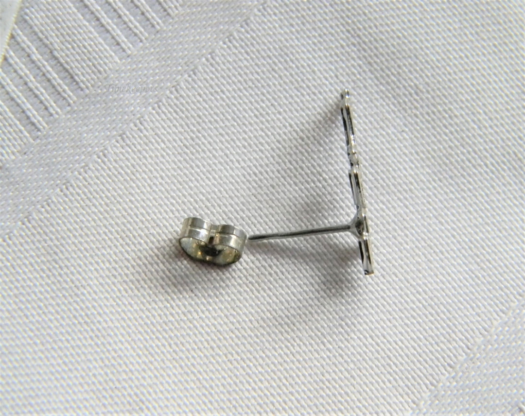 p073 New/ Old Stock Silver Tone Number Earrings on Original Card